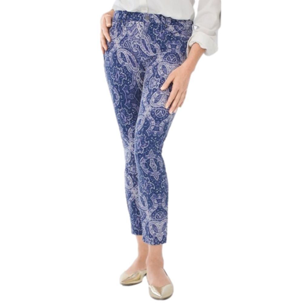 NYDJ for Chico's Size 6 Flawless Contour Paisley Scroll Skinny Ankle Jeans‎
